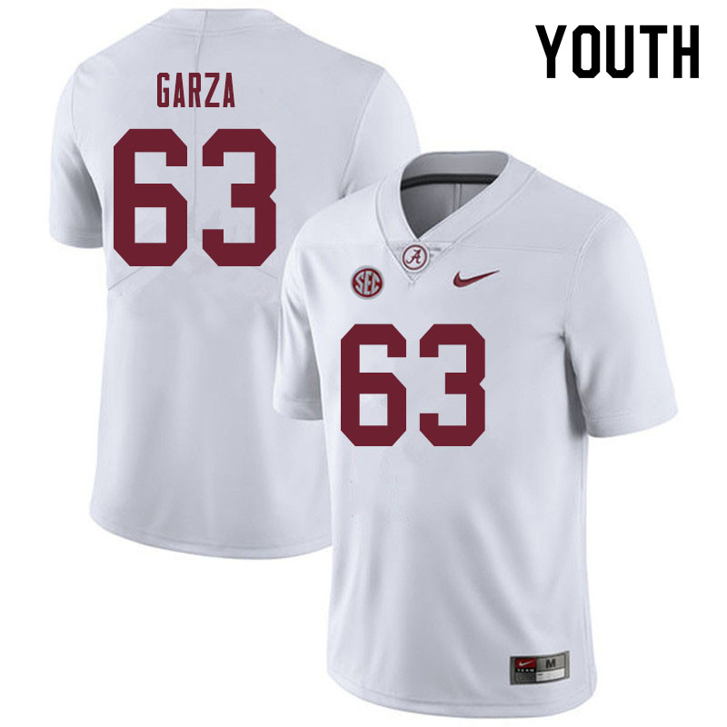 Alabama Crimson Tide Youth Rowdy Garza #63 White NCAA Nike Authentic Stitched 2019 College Football Jersey UZ16J40IH